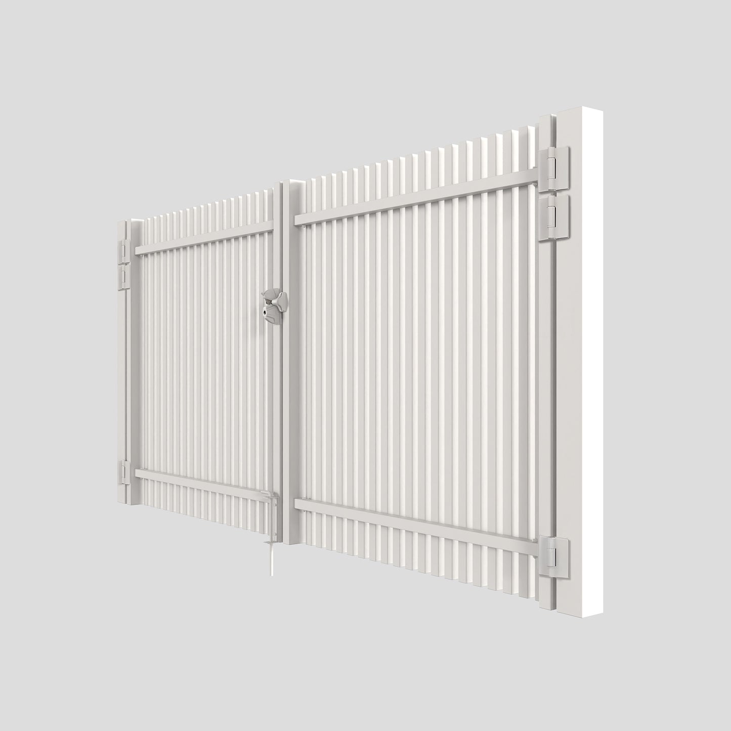 Aluminium Batten Double Gates - Natural White