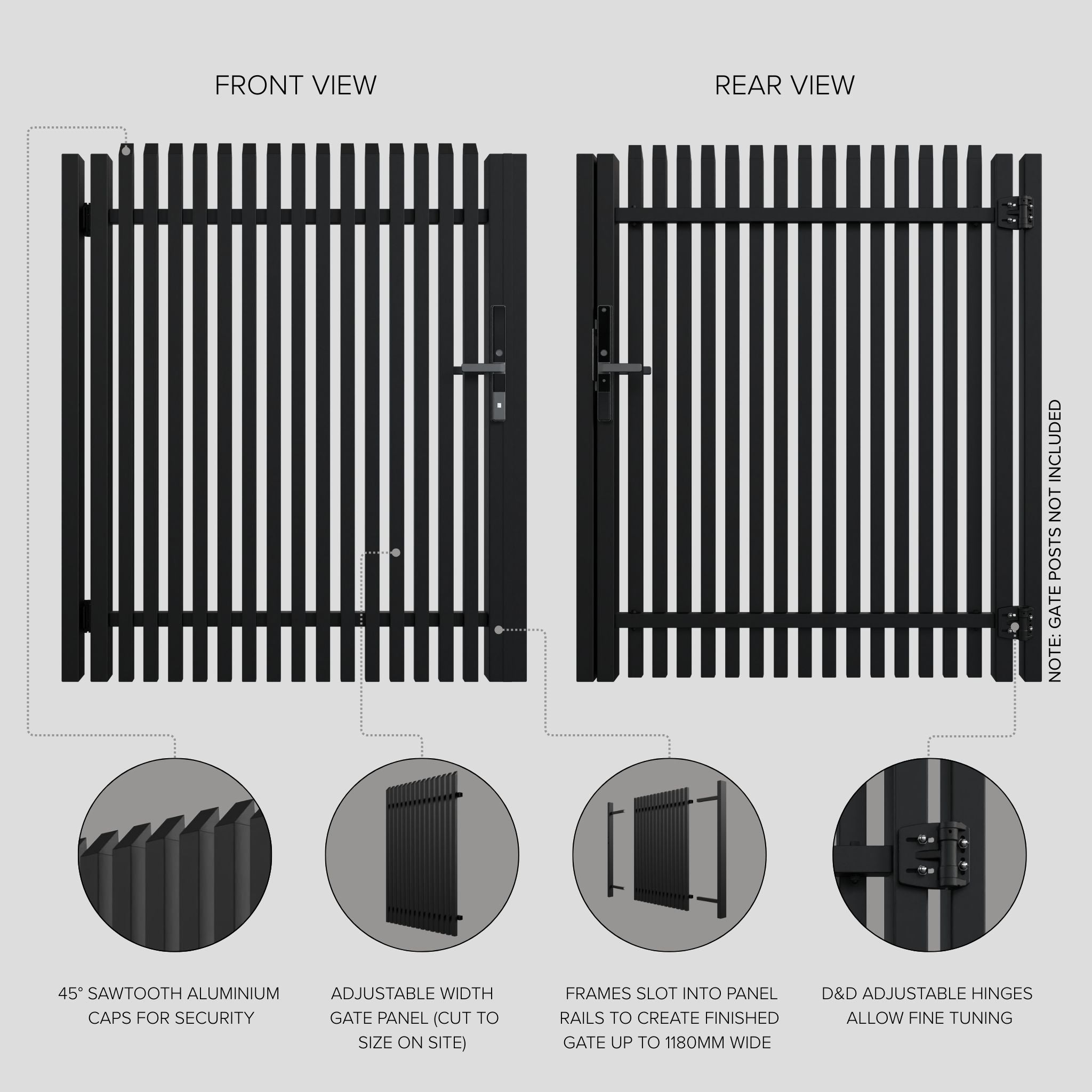 Batton Gate Aluminium Batten Single Gate - Black – Future Fence
