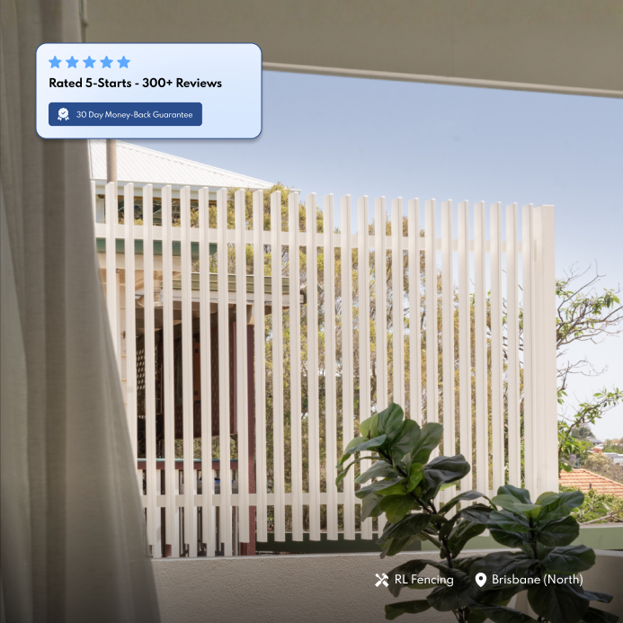 Aluminium Blade Fence Panel 2.2m Wide - Natural White