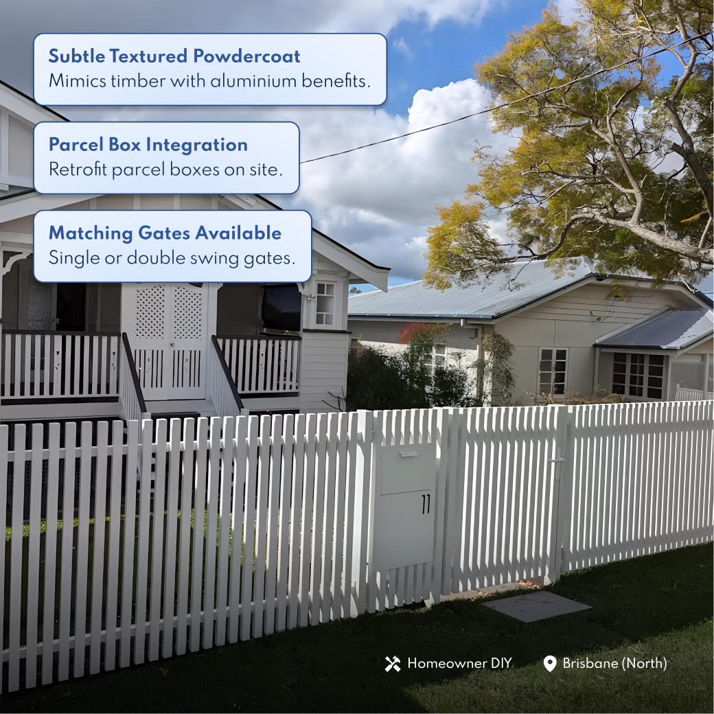 Aluminium Batten Fence Panel 2.2m Wide - Natural White